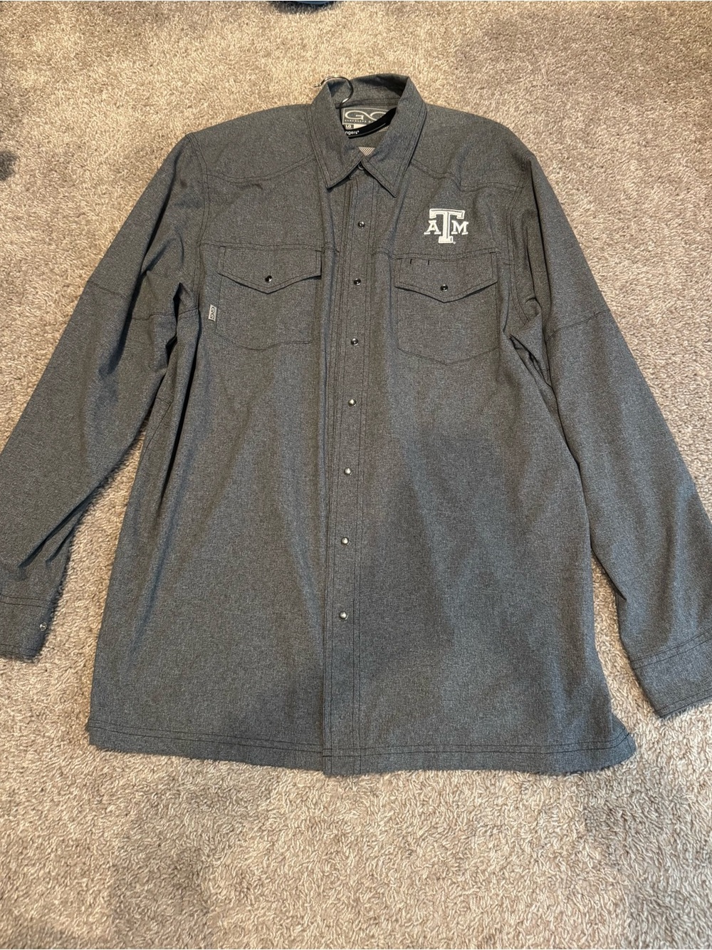 Men’s Gray Texas A&M GameGuard Caviar Pearl Snap Long Sleeve Shirt